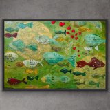 "Mondfische" (nicht mehr verf&uuml;gbar)
Mischtechnik auf Leinwand
120 x 80 cm, gerahmt
 - Werke